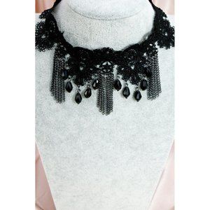 Beaded Chained Lace Choker